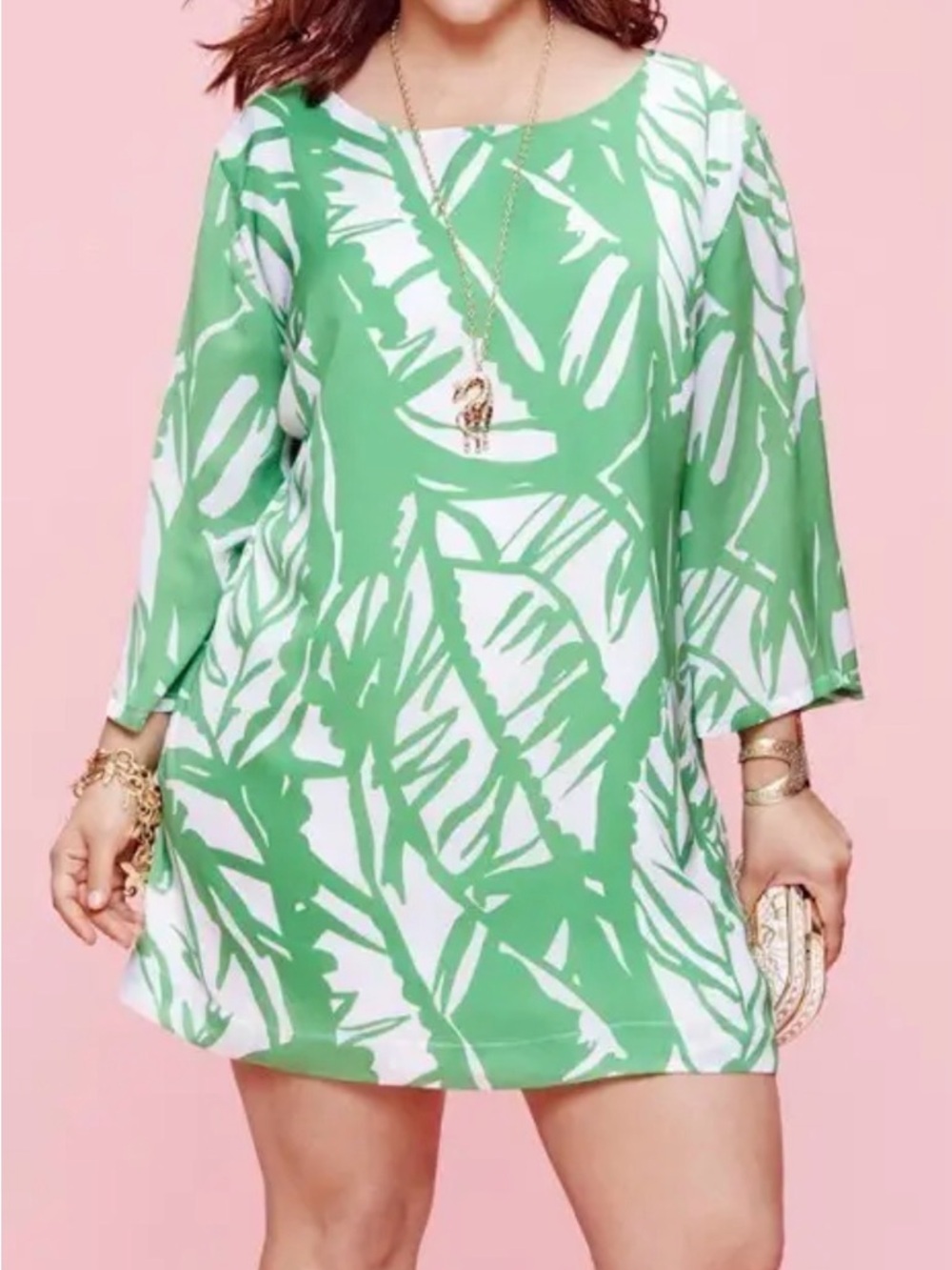 Lilly Pulitzer Target Green and White Leaf-Print Mini Dress 3X - Picture 2 of 12